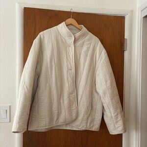 Ozma of California Silk Noil Quilted Jacket Cream